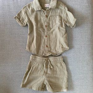 Little Planet Organic Cotton Carter's Sage Gauze Matching Set Spring Summer 3T
